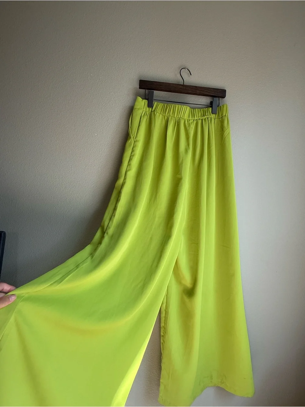 Neon green j.NNA for Dressed in LALA wide leg pants